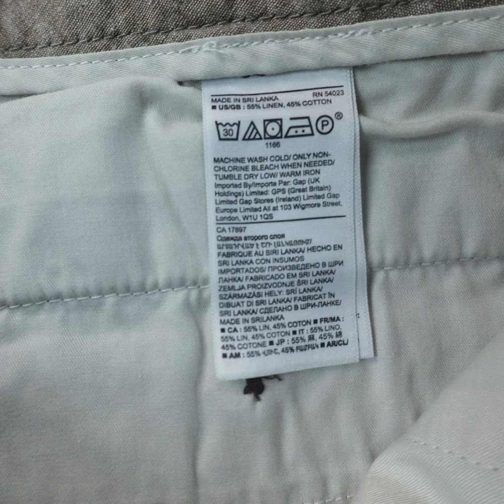 Banana Republic Shorts Mens 32 Beige Brown Aiden Linen Chambray Chino Flat Front